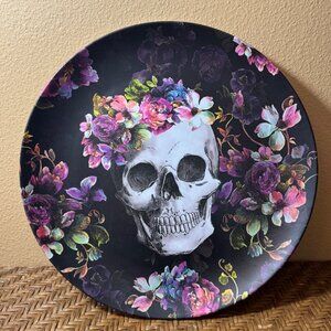 Christian Siriano Skull & Floral Melamine Plate Dishwasher & Microwave Safe
